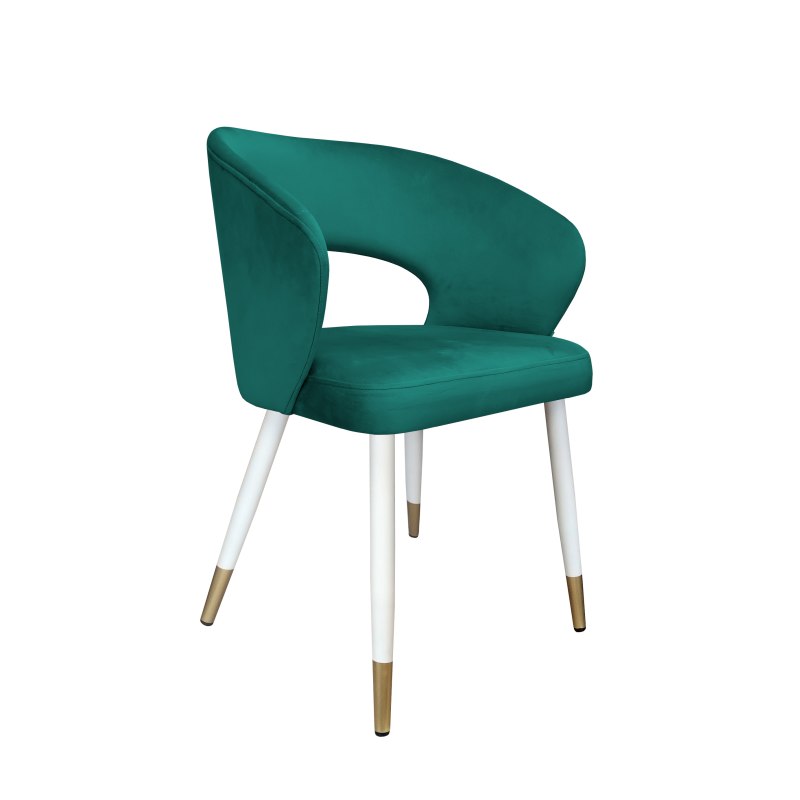 Krzesło tapicerowane AURA na biało złotej nodze MG20 do jadalni salonu