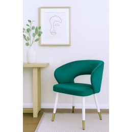 Krzesło tapicerowane AURA na biało złotej nodze MG20 do jadalni salonu