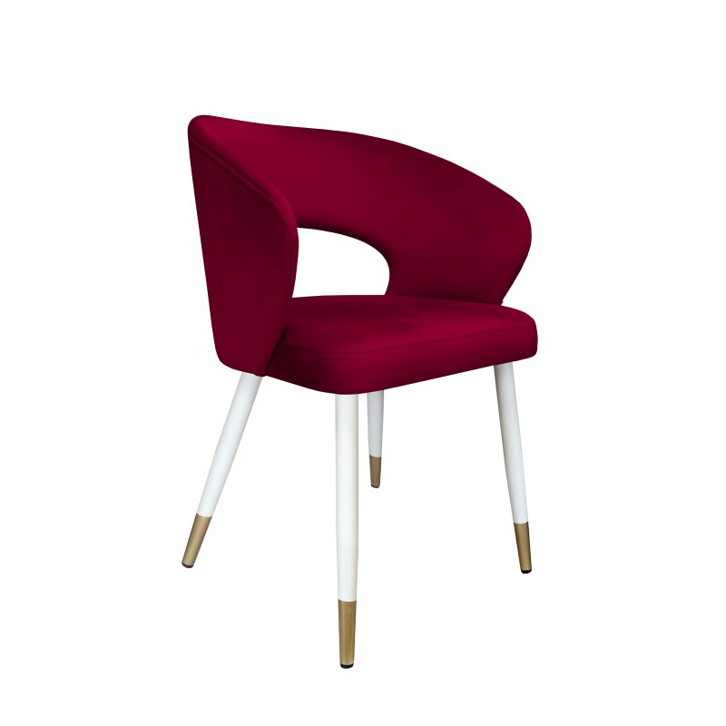 Krzesło tapicerowane AURA na biało złotej nodze MG31 do jadalni salonu