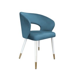 Krzesło tapicerowane AURA na biało złotej nodze MG33 do jadalni salonu