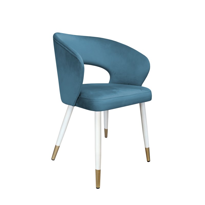 Krzesło tapicerowane AURA na biało złotej nodze MG33 do jadalni salonu