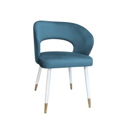 Krzesło tapicerowane AURA na biało złotej nodze MG33 do jadalni salonu