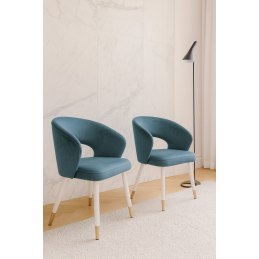 Krzesło tapicerowane AURA na biało złotej nodze MG33 do jadalni salonu