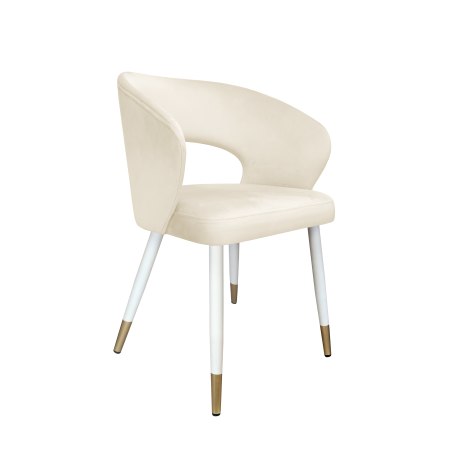 Krzesło tapicerowane AURA na biało złotej nodze MG50 do jadalni salonu