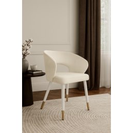 Krzesło tapicerowane AURA na biało złotej nodze MG50 do jadalni salonu