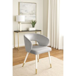 Krzesło tapicerowane AURA na biało złotej nodze MG39 do jadalni salonu