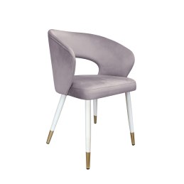 Krzesło tapicerowane AURA na biało złotej nodze MG55 do jadalni salonu