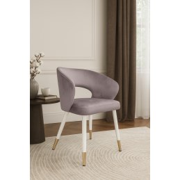 Krzesło tapicerowane AURA na biało złotej nodze MG55 do jadalni salonu