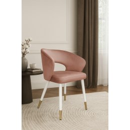 Krzesło tapicerowane AURA na biało złotej nodze MG58 do jadalni salonu