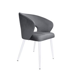 Krzesło AURA welurowe szare na białych nogach