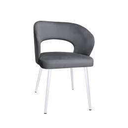 Krzesło AURA welurowe szare na białych nogach