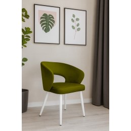 Krzesło AURA welur BL75 zielone na białej nodze