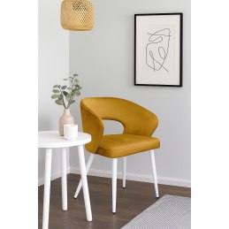 Krzesło tapicerowane AURA MG15 miodowy na białej nodze