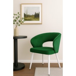 Krzesło AURA welurowe zielone MG25 na białej nodze