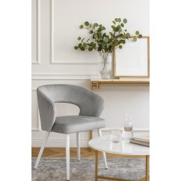 Krzesło tapicerowane AURA MG39 jasny szary na białej nodze