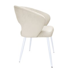 Krzesło AURA welur kremowe na białej nodze