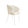 Krzesło AURA welur kremowe na białej nodze