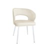 Krzesło AURA welur kremowe na białej nodze