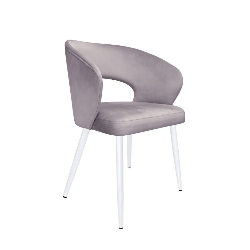 Krzesło AURA welurowe na białej nodze MG55 szary