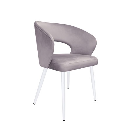 Krzesło AURA welurowe na białej nodze MG55 szary