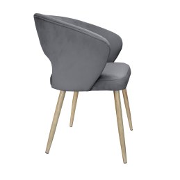 Krzesło tapicerowane AURA welur szare BL14 dąb