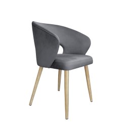 Krzesło tapicerowane AURA welur szare BL14 dąb
