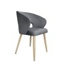 Krzesło tapicerowane AURA welur szare BL14 dąb
