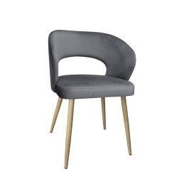 Krzesło tapicerowane AURA welur szare BL14 dąb