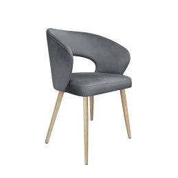 Krzesło tapicerowane AURA welur szare BL14 dąb