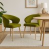Krzesło AURA welurowe zielona oliwka BL75, nogi dąb