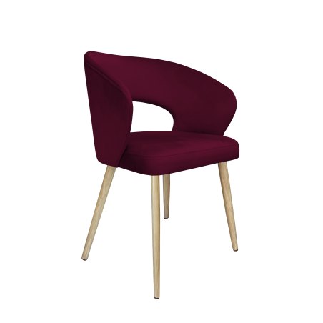 Krzesło AURA tapicerowane welurem MG02 śliwka - nogi dąb