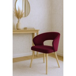 Krzesło AURA tapicerowane welurem MG02 śliwka - nogi dąb