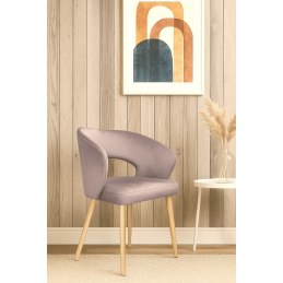 Krzesło tapicerowane AURA – welur, nogi dąb