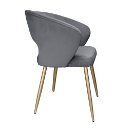 Krzesło AURA welurowe szare z złotymi nogami