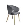 Krzesło AURA welurowe szare z złotymi nogami
