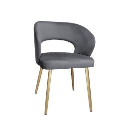 Krzesło AURA welurowe szare z złotymi nogami
