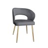 Krzesło AURA welurowe szare z złotymi nogami