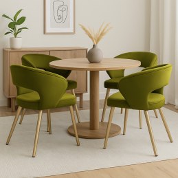 Krzesło tapicerowane AURA zielone BL75 z nogami złotymi