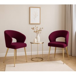 Krzesło AURA welur MG02 śliwka nogi złote