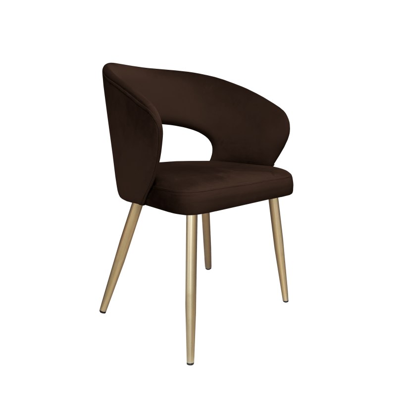 Krzesło AURA welur MG05 brąz złote nogi