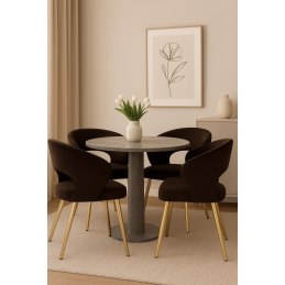 Krzesło AURA welur MG05 brąz złote nogi