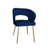 Krzesło AURA welurowe MG16 granat ze złotymi nogami