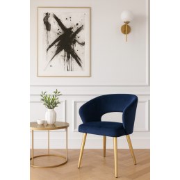 Krzesło AURA welurowe MG16 granat ze złotymi nogami