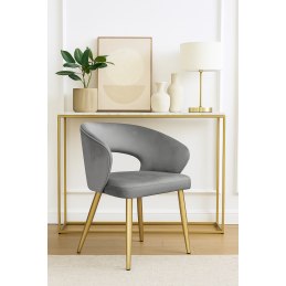 Krzesło AURA welurowe MG17 szary, nogi złote