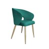Krzesło AURA welurowe MG20 turkus z złotymi nogami