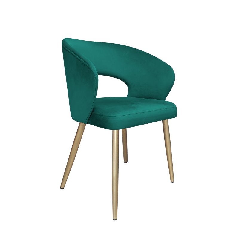Krzesło AURA welurowe MG20 turkus z złotymi nogami