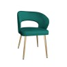 Krzesło AURA welurowe MG20 turkus z złotymi nogami