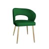 Krzesło AURA welur zielone z złotymi nogami