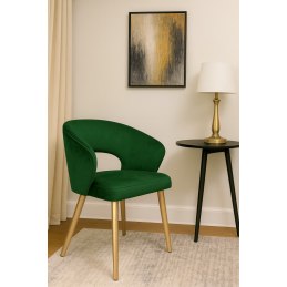 Krzesło AURA welur zielone z złotymi nogami
