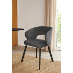 Krzesło tapicerowane AURA na czarnej nodze PROFIL BL14 do jadalni salonu